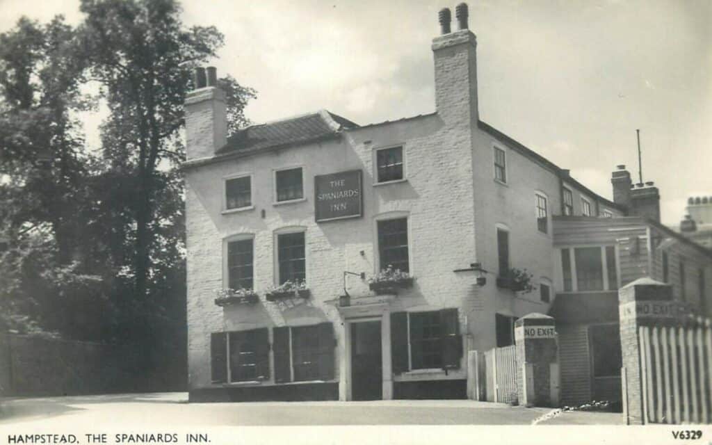 An old postcard of The Spaniards Inn