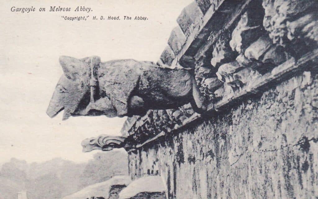 A gargoyle on the Melrose Abbey