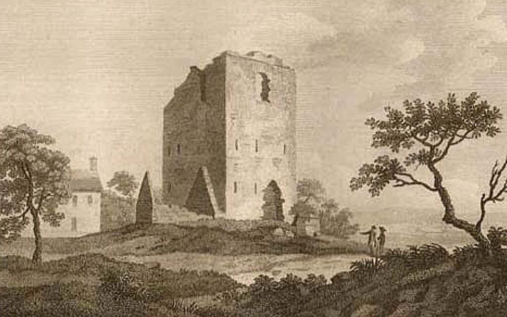 An old print of Ballaghmore Castle in County Laois, Ireland.