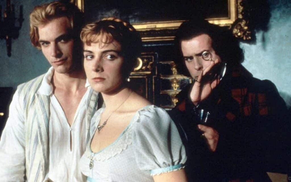 Julian Sands, Natasha Richardson and Timothy Spall in a scene from Gothic 1986.