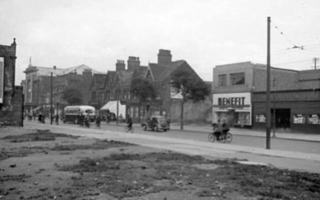 Post war image showing the site of the shop