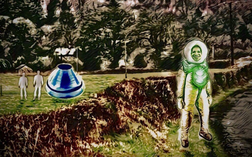 John Warren's UFO Experience in 1943 Norfolk. Artwork by Jason Gleaves.