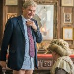 Julian (Simon Farnaby) and Fanny (Martha Howe-Douglas) in a scene from the Ghosts BBC episode of Home.