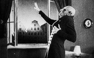 Nosferatu dies in the sunlight, one of the most iconic scenes from the film.