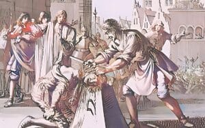 Executioner Jack Ketch beheads James Scott, Duke of Monmouth, in 1685.
