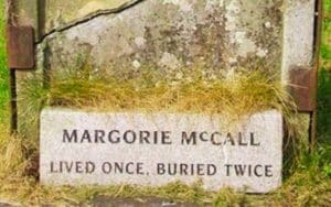 The grave of Margorie McCall in Lurgan's Shankill Graveyard, County Armagh, in Northern Ireland.