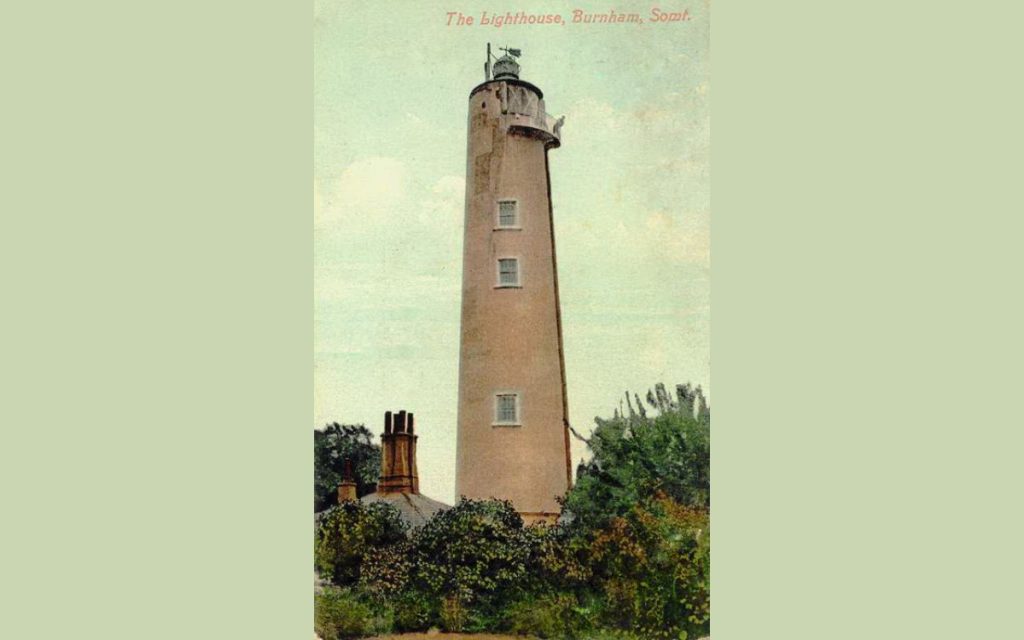 The Moaning Workman of Burnham-on-Sea High Lighthouse 2 On old postcard showing the High Lighthouse in Burnham-on-Sea.