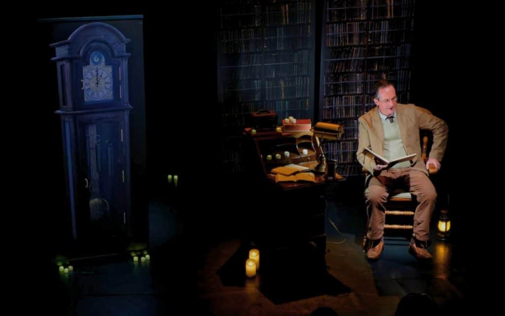 Welcome to Weeping Bank, the haunted village that doesn't exist 1 A.G. Smith as The Librarian at Unity Theatre, Liverpool. Image courtesy of Al Blundell.
