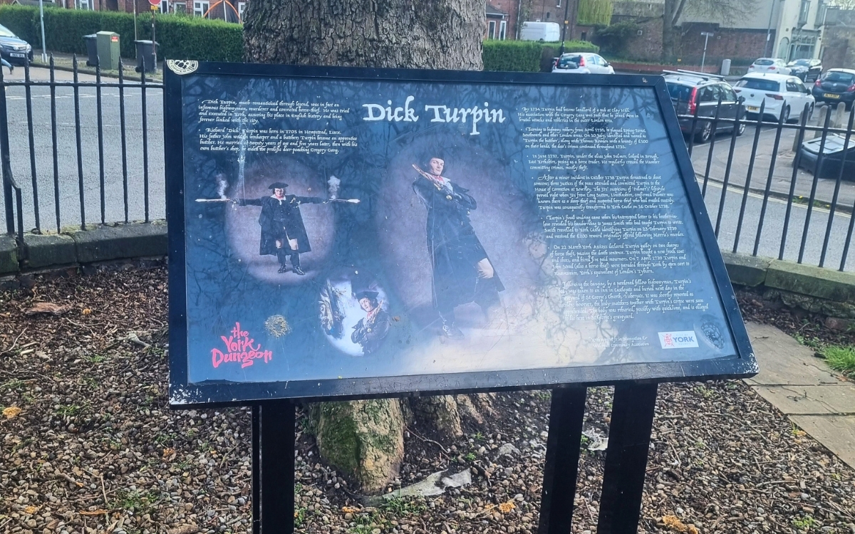 5 Dick Turpin Places to Visit in York 6 Dick Turpin information board near St George's Churchyard