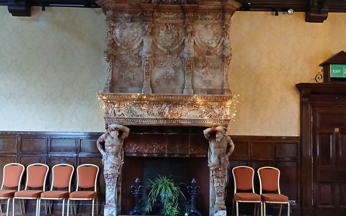 Grim’s Dyke: Harrow’s Haunted House of Horror 2 Alabaster fireplace at Grim’s Dyke designed by Ernest George and Harold Peto