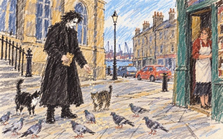 A reconstruction of one of the reported sightings of Gilbert O’Donnell, the Catman of Ferry Road, in Leith in 1996.
